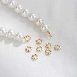 Настоящее золото 14K Латунные кольца-шармы-соединители, браслет ожерелье конец петля провод протектор, реальный 14 k позолоченный, 5x5x2 мм, отверстие : 0.8 мм