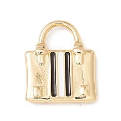 Белый Латунь эмаль подвески, с прыжковых колец, реальный 18 k позолоченный, без кадмия и без свинца, долговечный, запирать, белые, 20x16x3 мм, отверстие : 7x6 мм