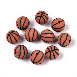 Basketball Бусины из полимерной глины , игры с мячом, баскетбол, 8 мм, отверстие : 1.4~1.6 мм