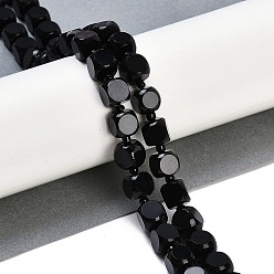 Black Onyx Натуральные бусины из черного оникса (окрашенные и нагретые), игральная кость, 7.5x7.5~8x7.5~8 мм, отверстие : 1 мм, около 39 шт / нитка, 14.96'' (38 см)