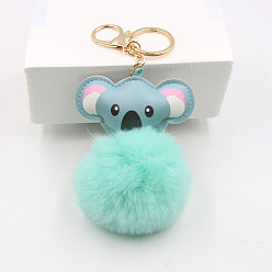 Аквамарин Милый брелок с изображением коалы для женщин, Подвеска-подвеска в виде автомобиля из искусственного меха кролика, аквамарин, 13x10 см