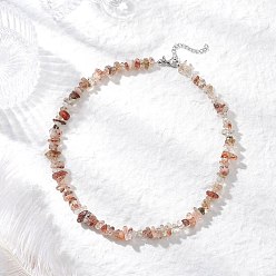 Нержавеющая Сталь Цвет Ожерелья из натурального черного золота с рутиловым кварцем, с 304 концевыми цепями из нержавеющей стали, цвет нержавеющей стали, 15.94 дюйм (40.5 см)