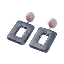 Rectangle Alloy Plastic Studs Earrings for Women, Rectangle, 62x30mm