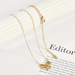 Настоящее золото 18K Ионное покрытие (ip) 304 подвеска-бантик из нержавеющей стали, ожерелья с цепочкой для женщин, реальный 18 k позолоченный, 16.73 дюйм (42.5 см)