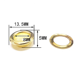 Золотой Латунные втулки, с железной прокладкой, для изготовления пакетов, плоско-круглые, золотые, 1.35x0.5 см, отверстие : 8 мм