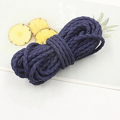 Полуночно-синий Плетеные шнуры из искусственной кожи, круглые, темно-синий, 4 мм, около 2.19 ярдов (2 м) / пачка