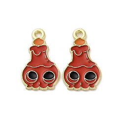 Skull Подвески из сплава хэллоуина с эмалью, золотые, череп, 21x12x1.5 мм, отверстие : 1.6 мм