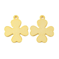 Real 18K Gold Plated 925 Sterling Silver Clover Charms, with 925 Stamp, Real 18K Gold Plated, 12x10x0.5mm, Hole: 1mm