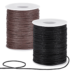 (52) Непрозрачная лаванда 2 рулоны 2 цветные вощеные хлопчатобумажные шнуры, макраме ремесленная нить для изготовления ювелирных изделий, разноцветные, 1 мм, около 100 ярдов/рулон (300 футов/рулон), 1 рулон / цвет