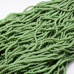 Pale Green Half Rainbow Plated Faceted Rondelle Glass Bead Strands, Frosted, Pale Green, 2.8~3x2mm, Hole: 0.8mm, about 200pcs/strand, 15.1 inch