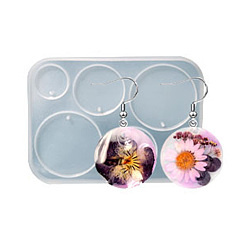 Круглые DIY силиконовые формы кулон, формы для литья смолы, белые, круглый узор, 109x80x5.5 мм, отверстие : 2 мм, внутренний диаметр: 19~39.5 мм