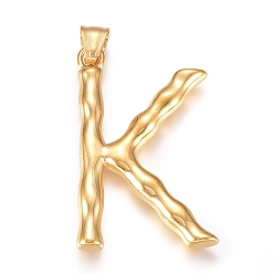Letter K 304 подвески из нержавеющей стали, бамбуковая буква, золотые, letter.k, 47.5x28x5 мм, отверстие : 5x8 мм