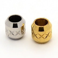 Mixed Color Stainless Steel Beads, Large Hole Column Beads, Mixed Color, 10x10mm, Hole: 5mm
