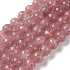 Клубничный Кварц Природного кварца клубники нитей бисера, круглые, 8 мм, отверстие : 0.8 мм, около 43 шт / нитка, 14.65'' (37.2 см)