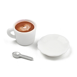 Седло Коричневый Миниатюрные украшения из смолы: кофейная чашка и тарелка, ложка., аксессуары для кукольного домика в микроландшафтном саду, притворяясь опорными украшениями, седло коричневый, 14.5~25x5.5~23.5x2~18.5 мм, 3 шт