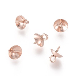 Розовое Золото 304 скоба из нержавеющей стали, за половину пробурено бисера, розовое золото , 10x8 мм, отверстия: 2 мм, штифты: 1 мм