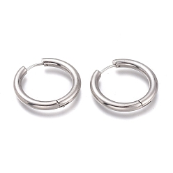 Нержавеющая Сталь Цвет Устойчивые к потускнению 201 серьги-кольца Huggie Hoop из нержавеющей стали, с 304 штифта из нержавеющей стали, гипоаллергенные серьги, кольцо, цвет нержавеющей стали, 7 датчик, 27x3.5 мм, штифты : 1 мм