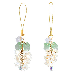 (52) Непрозрачная лаванда 2шт. 2 цвета стекло и АБС-пластик имитация жемчуга ремешки для мобильных телефонов, цветок, золотые, разноцветные, 110 мм, 1 шт / цвет