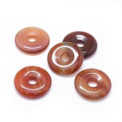 DarkOrange Природные подвески агат, окрашенная и подогревом, пончик / пи-диск, коралл, ширина пончика: 13.5~14.7 мм, 35~39.5x7.5~8 мм, отверстие : 8~10 мм