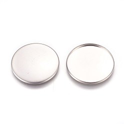 Stainless Steel Color 304 Stainless Steel Plain Edge Bezel Cups, Cabochon Settings, Flat Round, Stainless Steel Color, Tray: 30mm, 31.5x2mm