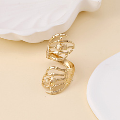 Light Gold Iron Skull Cuff Open Rings for Women, Light Gold, US Size 4 1/4(15~20mm)