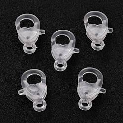 Clear Plastic Lobster Claw Clasps, Heart, Clear, 22.5x13x6.5mm, Hole: 3mm