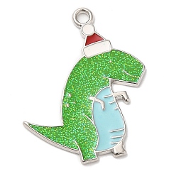 Dinosaur Рождественские эмали сплава подвески, долговечный, с блеском порошок, без кадмия, без никеля и без свинца, платина, динозавр, 31.5x26.5x1.5 мм, отверстие : 1.8 мм