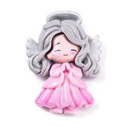 Ярко-Розовый Непрозрачная смола декодирует кабошоны, ангел, ярко-розовый, 35.5x25.5x8.5 мм