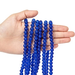 Blue Spray Painted Crackle Glass Beads Strands, Round, Blue, 8mm, Hole: 1.3~1.6mm, about 100pcs/strand, 31.4 inch