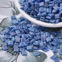 (TL149FR) Matte Transparent Capri Blue AB MIYUKI TILA Beads, Japanese Seed Beads, 2-Hole, (TL149FR) Matte Transparent Capri Blue AB, 5x5x1.9mm, Hole: 0.8mm, about 5900pcs/500g