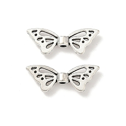 Античное Серебро Сплавочные овальные бусины тибетского стиля , бабочка, без кадмия и без свинца, античное серебро, 8x21.5x3.5 мм, отверстие : 1.8 мм
