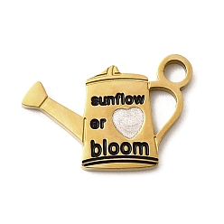 Настоящее золото 18K 304 нержавеющей стальной эмали подвески, лейка с надписью цветение подсолнечника, ионное покрытие (ip), реальный 18 k позолоченный, 10.5x16x1.5 мм, отверстие : 2 мм
