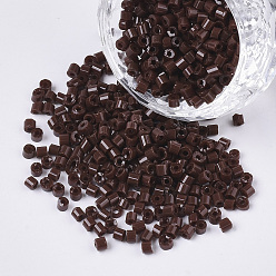 Coconut Brown 8/0 Glass Bugle Beads, Opaque Colours, Coconut Brown, 8/0 2.5~3x2.5mm, Hole: 0.9mm, about 15000pcs/bag