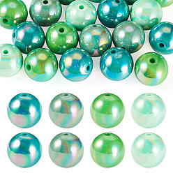 Couleur Mélangete 20pcs 4 couleurs perles acryliques opaques à placage UV, de couleur plaquée ab , ronde, couleur mixte, 20x19mm, Trou: 2~3mm, 5 pcs / couleur