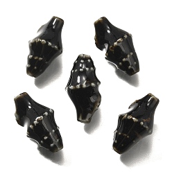 Черный Фарфоровые бусины ручной работы, раковина, чёрные, 20x10.5x10 мм, отверстие : 1.8 мм