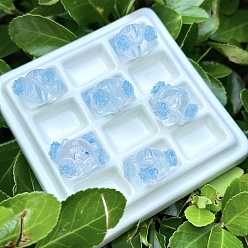 Васильковый Непрозрачные акриловые бусины, бусины ручной работы, круглая с цветком, васильковый, 18 мм, отверстие : 3 мм