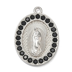 Нержавеющая Сталь Цвет 304 подвески из нержавеющей стали и страз, овал с подвеской девы марии, струя, цвет нержавеющей стали, 25x18x3.5 мм, отверстие : 1.6 мм