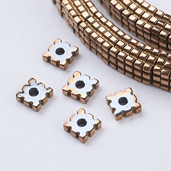 Copper Plated PVD Vacuum Plating Electroplate Non-magnetic Synthetic Hematite Beads Strands, Grade A, Square, Copper Plated, 4x4x1mm, Hole: 1mm, about 390pcs/strand, 15.7 inch(40cm)