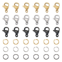(52) Непрозрачная лаванда 60шт 304 застежки-карабины из нержавеющей стали, с 60 открытыми соединительными кольцами, разноцветные, 9.3x5.8x3.2 мм, отверстие : 1.2 мм