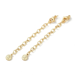 Настоящее золото 18K Латунь заканчивается цепи, без кадмия, без никеля и без свинца, плоские круглые с человека, реальный 18 k позолоченный, 72 мм, отверстие : 2.5 мм