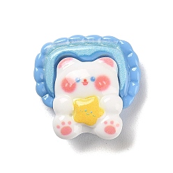 WhiteSmoke Opaque Resin Cabochons, Cartoon Sleeping Bear, WhiteSmoke, 23x23.5x10mm