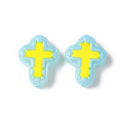 Светло-Синий Бусины из стеклянной эмали, окрашенные методом запекания, бусины ручной работы, крестик, голубой, 14.5x11.5x4 мм, отверстие : 1 мм
