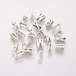 Antique Silver Tibetan Style Antique Silver Plated Alloy Letter Slide Charms, Antique Silver, 10.5x2~8x4mm, Hole: 2mm