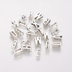 Antik Silber Farbe Tibetischen Stil Antik versilbert Legierung Buchstaben Diacharme, Antik Silber Farbe, 10.5x2~8x4 mm, Bohrung: 2 mm