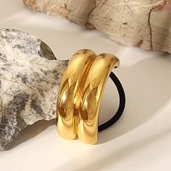 Настоящее золото 18K Стильная резинка для волос из нержавеющей стали для женщин, арка, реальный 18 k позолоченный, 69.2x31.2 мм