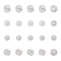 Crystal AB Pave Disco Ball Beads, Polymer Clay Rhinestone Beads, Round, Crystal AB, 10mm, Hole: 1.5mm, 8mm, Hole: 1mm, 100pcs/box