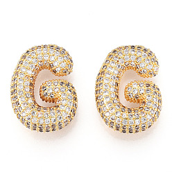 Letter G Латунные микро проложить кубического циркония подвески, без кадмия, без никеля и без свинца, алфавит, Буква G, 21.5x18.5x8 мм, отверстие : 4.2x2.5 мм