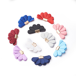 (52) Непрозрачная лаванда Железа кулон, с шифоном, цветок, золотые, разноцветные, 21~22x39~40 мм, отверстие : 1.5 мм