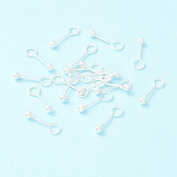 Серебро 925 Шпилька для ушей из стерлингового серебра с резьбой в виде шарика, Винтовые штифты с шаровой головкой, серебряные, 16x3 мм, отверстие : 3.4 мм, штифты : 0.7 мм