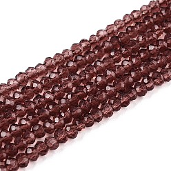 Hellviolettrot Glasperlen Stränge, facettierte Abakus, Rondell, hellviolettrot, 2.9~3.3x2 mm, Bohrung: 0.8 mm, ca. 135~140 Stk. / Strang, 32~34 cm